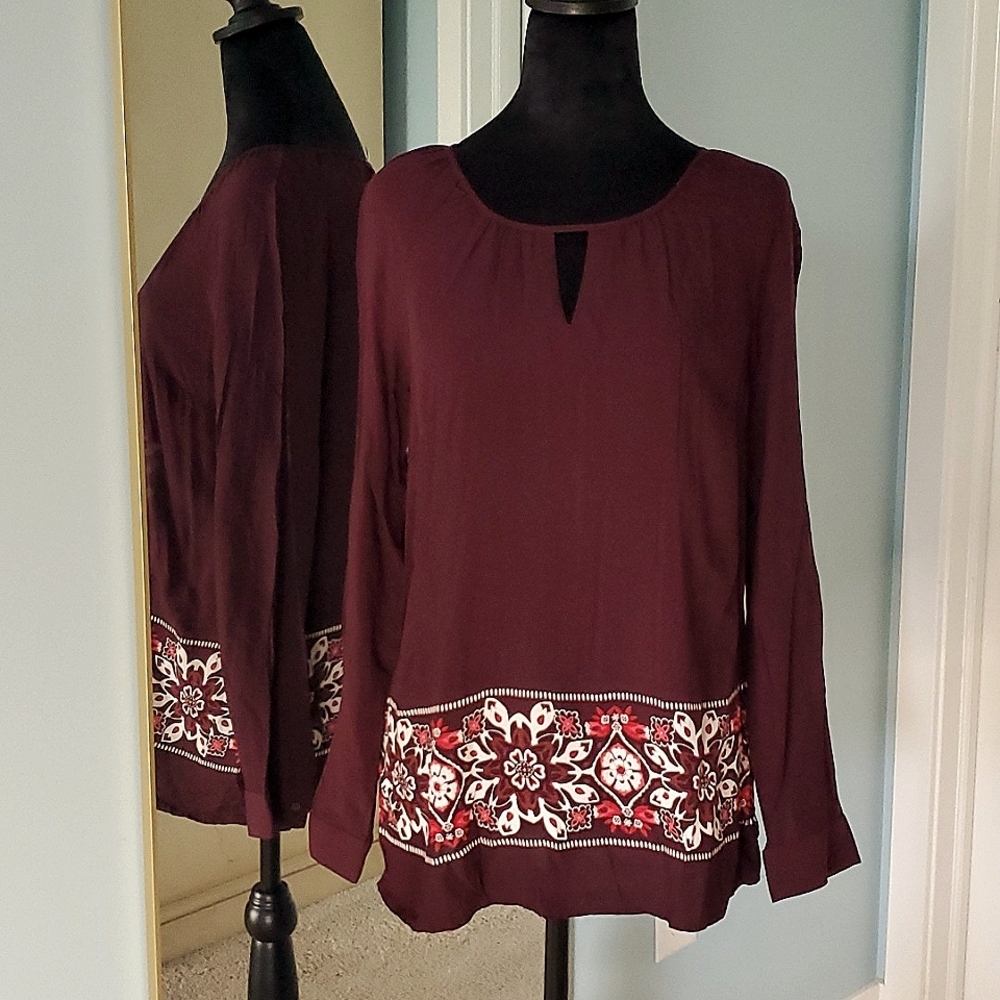 NWOT Old Navy Blouse Boho Tunic Top Eggplant Small